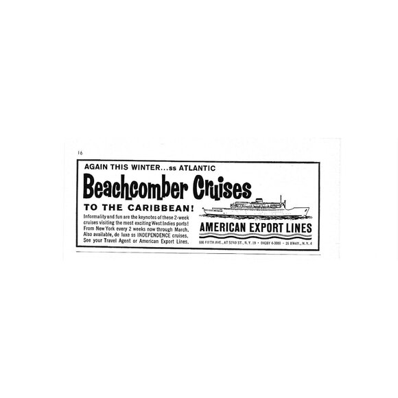 Vintage 1960s Beachcomber Cruises Advertisement Caribbean Travel - Picture 2 of 2